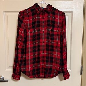 Chaps women’s red plaid flannel button up